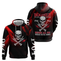 Boomer Generation Hoodie with Skull Crossbones and Grunge Streak Pattern