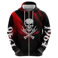 Boomer Generation Hoodie with Skull Crossbones and Grunge Streak Pattern
