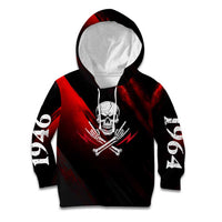 Boomer Generation Kid Hoodie with Skull Crossbones and Grunge Streak Pattern