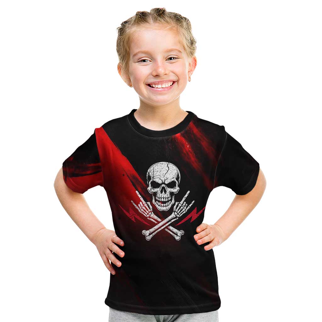 Boomer Generation Kid T Shirt with Skull Crossbones and Grunge Streak Pattern