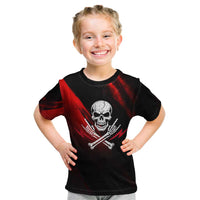 Boomer Generation Kid T Shirt with Skull Crossbones and Grunge Streak Pattern