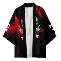 Boomer Generation Kimono with Skull Crossbones and Grunge Streak Pattern