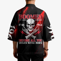 Boomer Generation Kimono with Skull Crossbones and Grunge Streak Pattern