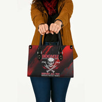 Boomer Generation Leather Bag with Skull Crossbones and Grunge Streak Pattern