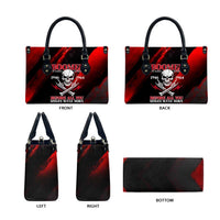 Boomer Generation Leather Bag with Skull Crossbones and Grunge Streak Pattern