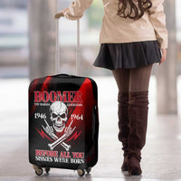 Boomer Generation Luggage Cover with Skull Crossbones and Grunge Streak Pattern