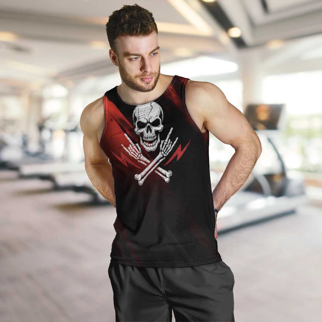 Boomer Generation Men Tank Top with Skull Crossbones and Grunge Streak Pattern