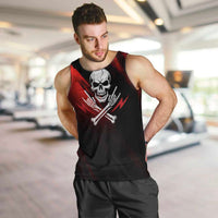 Boomer Generation Men Tank Top with Skull Crossbones and Grunge Streak Pattern
