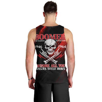 Boomer Generation Men Tank Top with Skull Crossbones and Grunge Streak Pattern