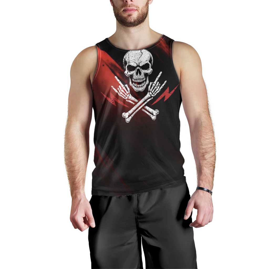 Boomer Generation Men Tank Top with Skull Crossbones and Grunge Streak Pattern
