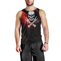 Boomer Generation Men Tank Top with Skull Crossbones and Grunge Streak Pattern