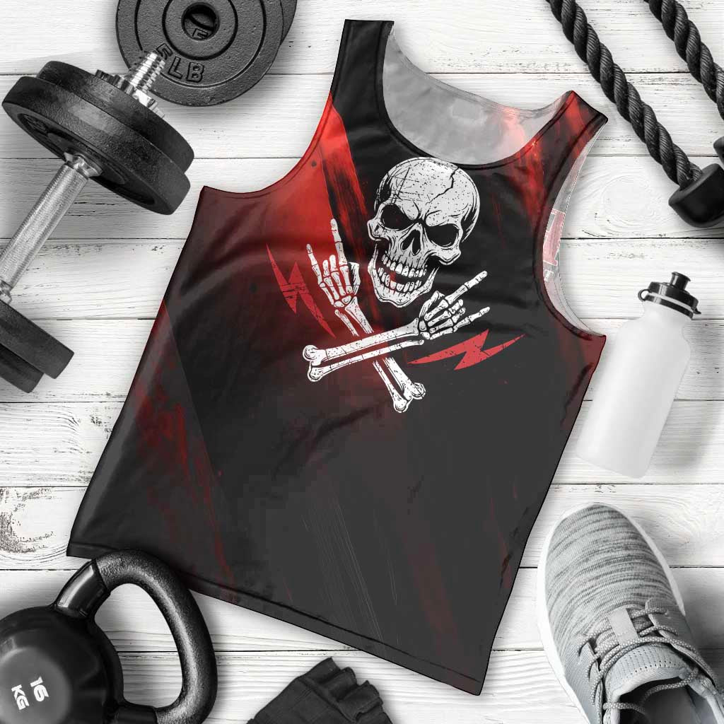 Boomer Generation Men Tank Top with Skull Crossbones and Grunge Streak Pattern