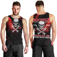 Boomer Generation Men Tank Top with Skull Crossbones and Grunge Streak Pattern