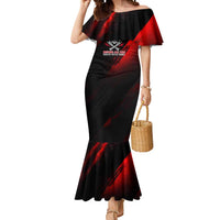 Boomer Generation Mermaid Dress with Skull Crossbones and Grunge Streak Pattern