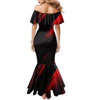 Boomer Generation Mermaid Dress with Skull Crossbones and Grunge Streak Pattern