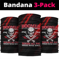 Boomer Generation Neck Gaiter with Skull Crossbones and Grunge Streak Pattern