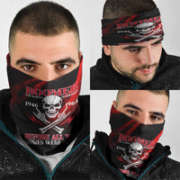 Boomer Generation Neck Gaiter with Skull Crossbones and Grunge Streak Pattern