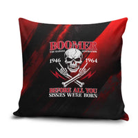 Boomer Generation Pillow Cover with Skull Crossbones and Grunge Streak Pattern