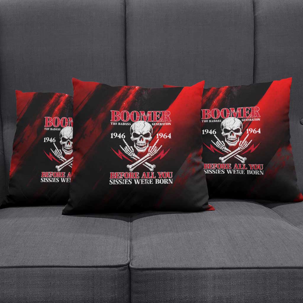 Boomer Generation Pillow Cover with Skull Crossbones and Grunge Streak Pattern