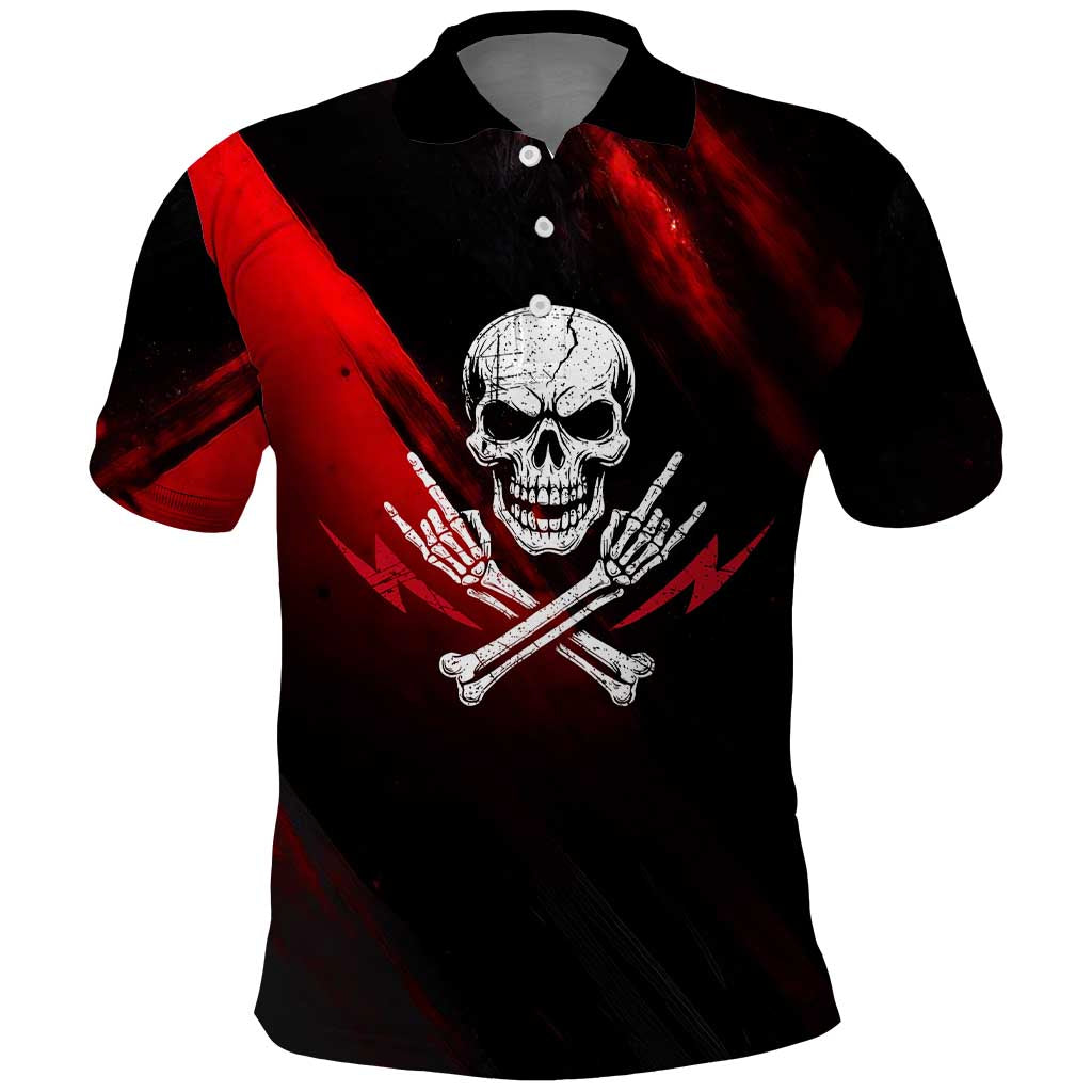 Boomer Generation Polo Shirt with Skull Crossbones and Grunge Streak Pattern