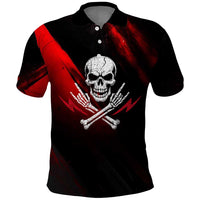 Boomer Generation Polo Shirt with Skull Crossbones and Grunge Streak Pattern