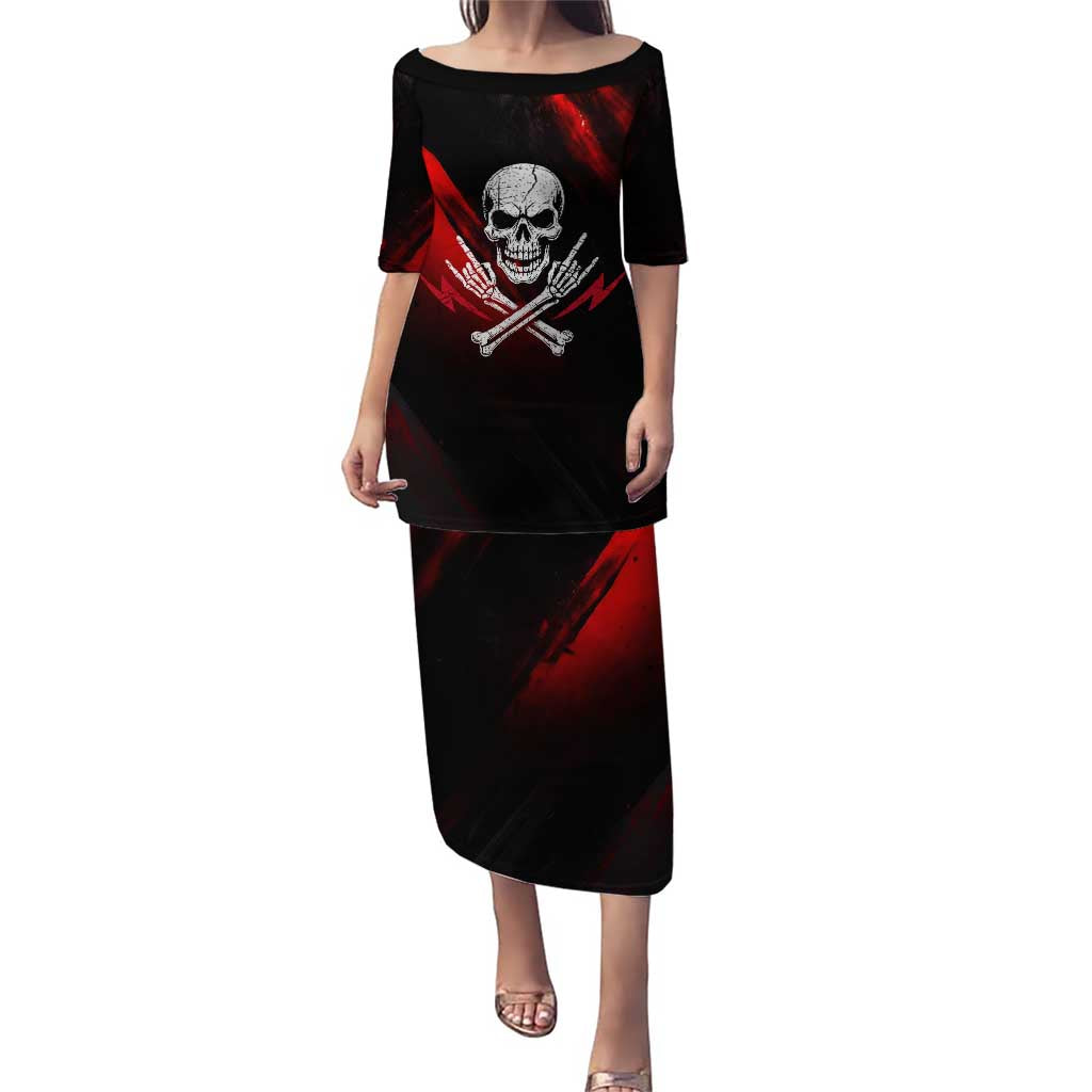 Boomer Generation Puletasi with Skull Crossbones and Grunge Streak Pattern