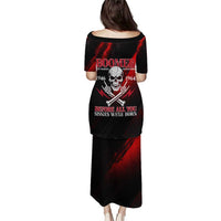 Boomer Generation Puletasi with Skull Crossbones and Grunge Streak Pattern