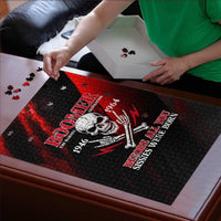 Boomer Generation Puzzle with Skull Crossbones and Grunge Streak Pattern