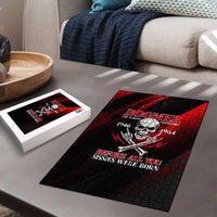 Boomer Generation Puzzle with Skull Crossbones and Grunge Streak Pattern