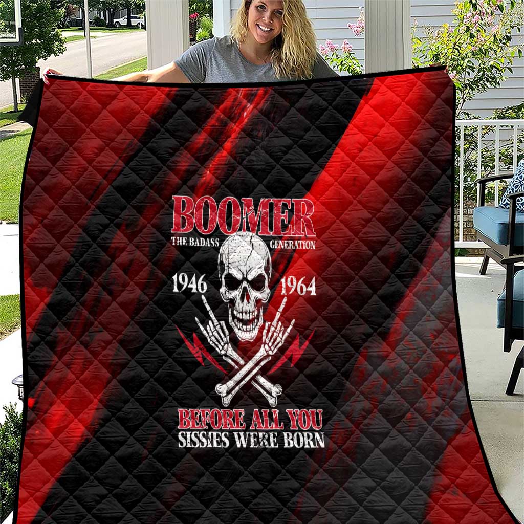 Boomer Generation Quilt with Skull Crossbones and Grunge Streak Pattern