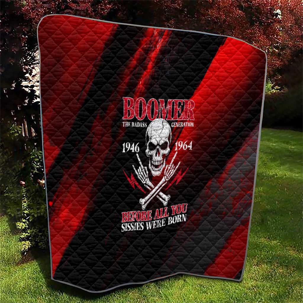Boomer Generation Quilt with Skull Crossbones and Grunge Streak Pattern