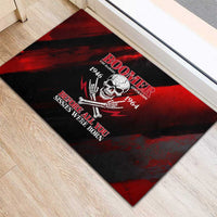 Boomer Generation Rubber Doormat with Skull Crossbones and Grunge Streak Pattern