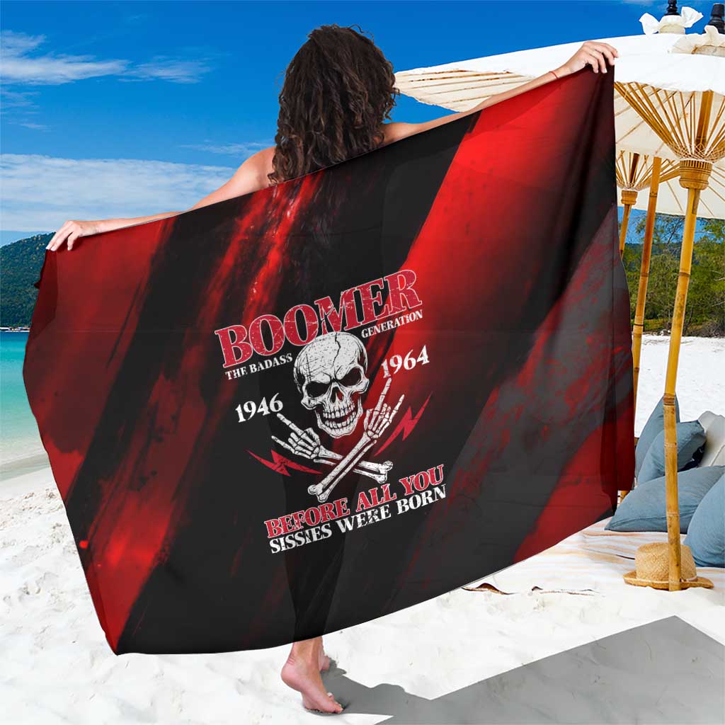 Boomer Generation Sarong with Skull Crossbones and Grunge Streak Pattern