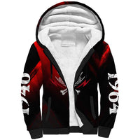 Boomer Generation Sherpa Hoodie with Skull Crossbones and Grunge Streak Pattern