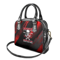 Boomer Generation Shoulder Handbag with Skull Crossbones and Grunge Streak Pattern