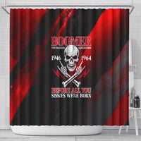 Boomer Generation Shower Curtain with Skull Crossbones and Grunge Streak Pattern