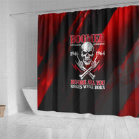 Boomer Generation Shower Curtain with Skull Crossbones and Grunge Streak Pattern