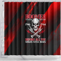 Boomer Generation Shower Curtain with Skull Crossbones and Grunge Streak Pattern