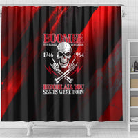 Boomer Generation Shower Curtain with Skull Crossbones and Grunge Streak Pattern