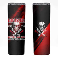 Boomer Generation Skinny Tumbler with Skull Crossbones and Grunge Streak Pattern