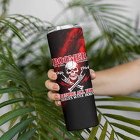 Boomer Generation Skinny Tumbler with Skull Crossbones and Grunge Streak Pattern