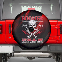 Boomer Generation Spare Tire Cover with Skull Crossbones and Grunge Streak Pattern