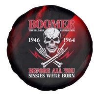Boomer Generation Spare Tire Cover with Skull Crossbones and Grunge Streak Pattern