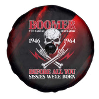 Boomer Generation Spare Tire Cover with Skull Crossbones and Grunge Streak Pattern