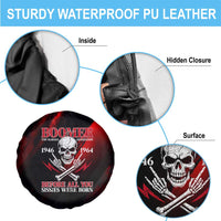 Boomer Generation Spare Tire Cover with Skull Crossbones and Grunge Streak Pattern