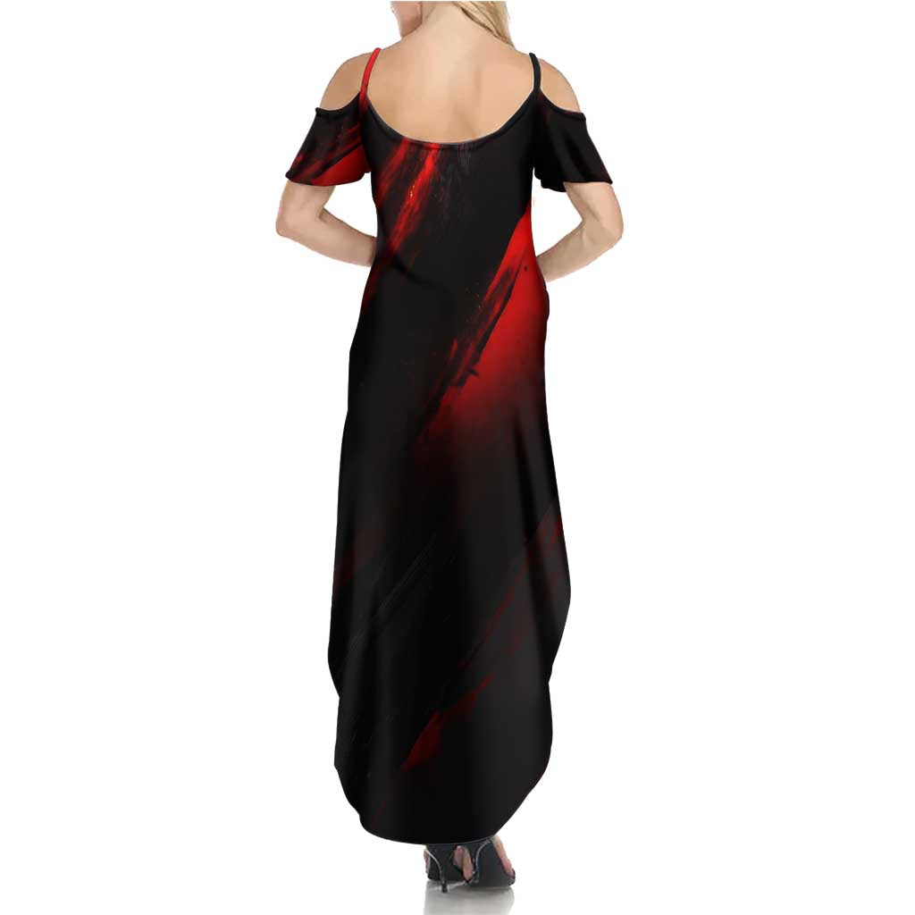Boomer Generation Summer Maxi Dress with Skull Crossbones and Grunge Streak Pattern