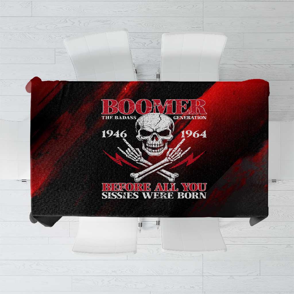 Boomer Generation Tablecloth with Skull Crossbones and Grunge Streak Pattern