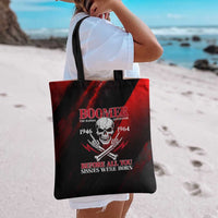 Boomer Generation Tote Bag with Skull Crossbones and Grunge Streak Pattern