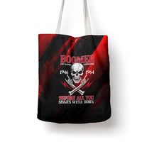 Boomer Generation Tote Bag with Skull Crossbones and Grunge Streak Pattern