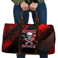 Boomer Generation Travel Bag with Skull Crossbones and Grunge Streak Pattern